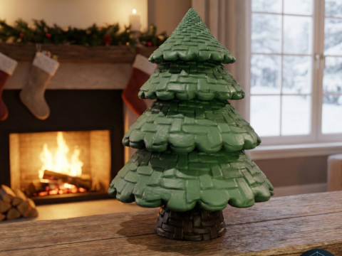 Decoraci&oacute;n de &aacute;rbol de Navidad tejida estilizada Modelo 3D