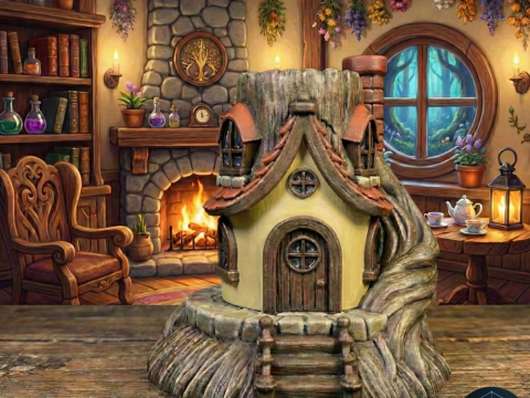 Casa delle fate sul ceppo di albero incantato Modello 3D