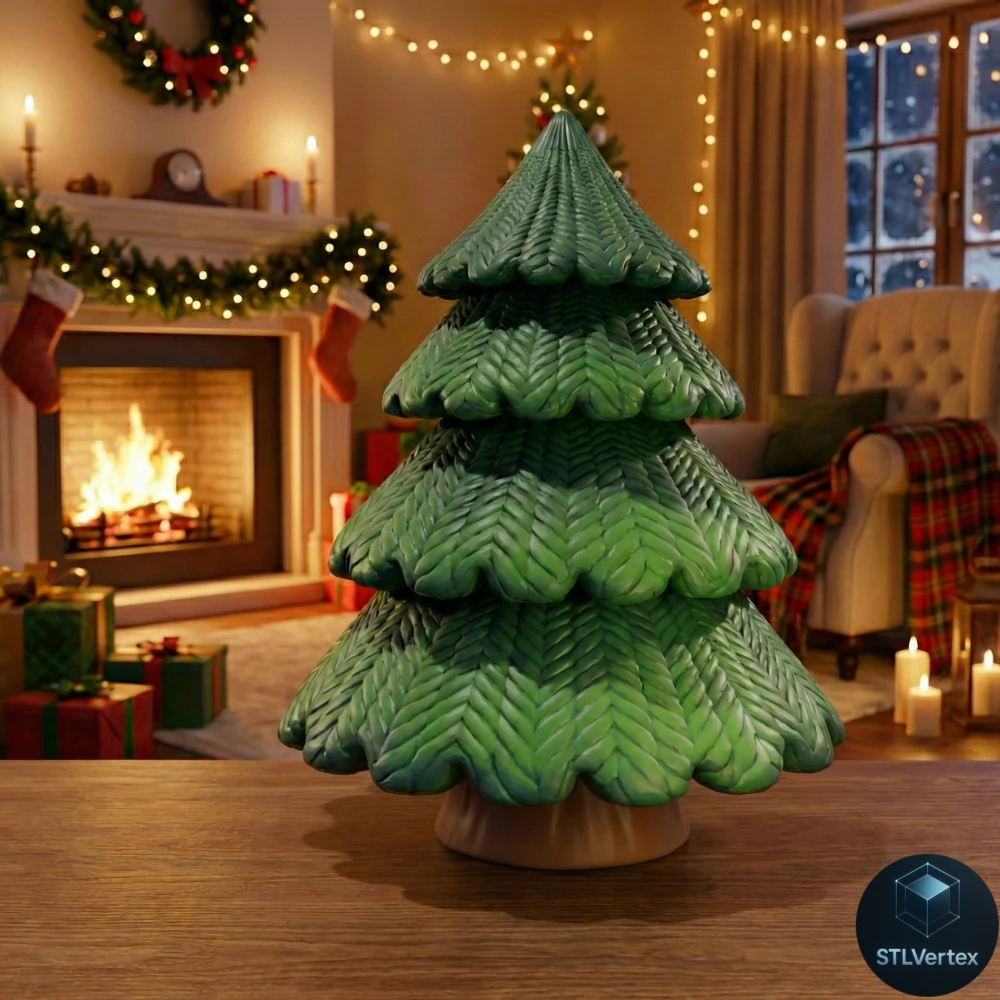 Knitted Christmas Tree 3D Print Model .c4d .max .obj .3ds .fbx .stl .blend 