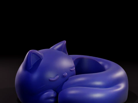 Sleeping Cat Candle Holder 3D Printable Model 3D Print Model