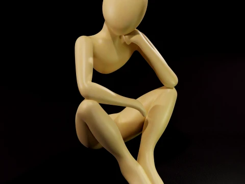 Abstract Pensive Statue 3D Print Model