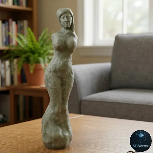 Female Bust of Abstract Sculpture 3D Print Model .c4d .max .obj .3ds .fbx .stl .blend 