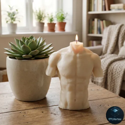 古典的な男性のトルソーキャンドル 3Dプリントモデル .c4d .max .obj .3ds .fbx .stl .blend