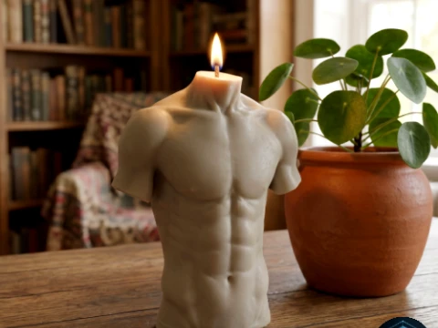 Bougie avec torse masculin musclé détaillé Modèles 3D en vedette