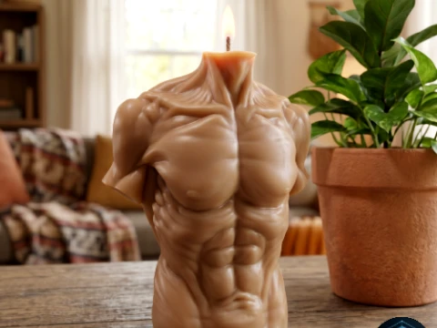 Bougie torse masculin Modèles 3D en vedette