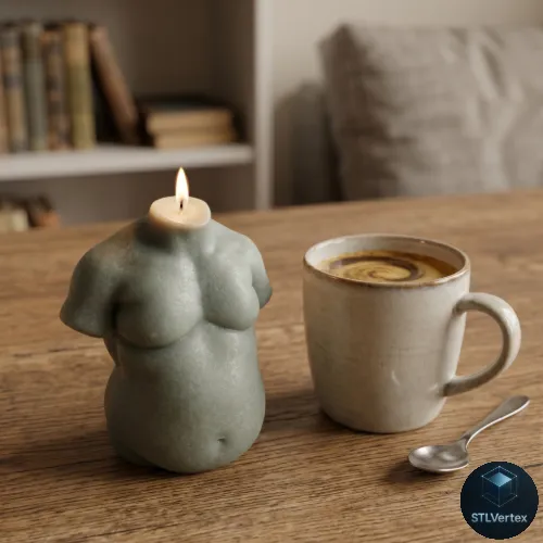 Stylized male torso art and candle design 3D Print Model .c4d .max .obj .3ds .fbx .stl .blend 