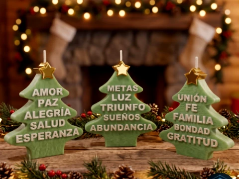 Trio van arboles de Navidad inspiradores Arte de palabras festivas para decoracion navidena en regalo 3D printmodel
