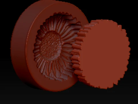 Botanical Sunflower and Casting Mold 3D Print Model