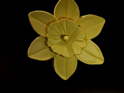 Botanical Daffodil Flower and Casting Mold 3D Print Model