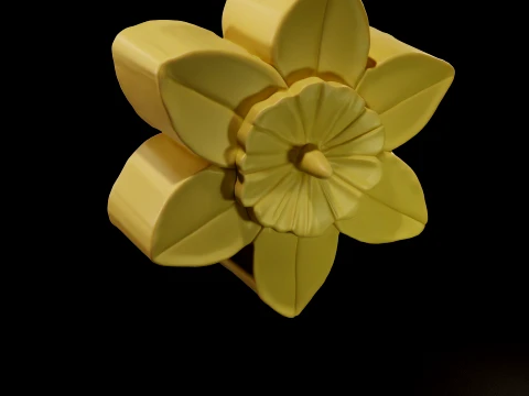 Botanical Daffodil Flower and Casting Mold 3D Print Model