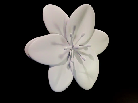 Stylized Lily Flower Relief 3D Print Model