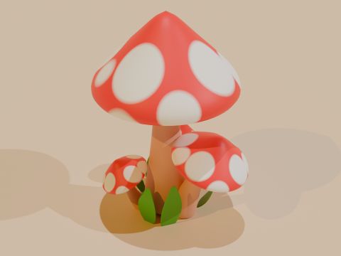 Mushrooms and leaves V1 3D Model