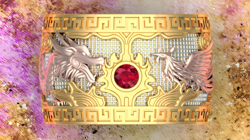 Dragon Phoenix Ring - Men Ring STL 3DM CAD Model 3D Printable N815915 3D Druckmodell .c4d .max .obj .3ds .fbx .stl .blend