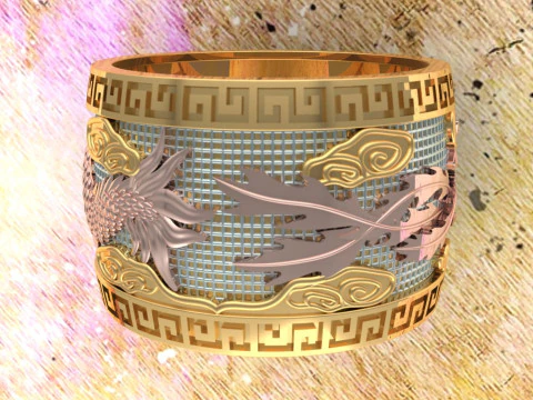 Dragon Phoenix Ring - Men Ring STL 3DM CAD Model 3D Printable N815915 3D Print Model
