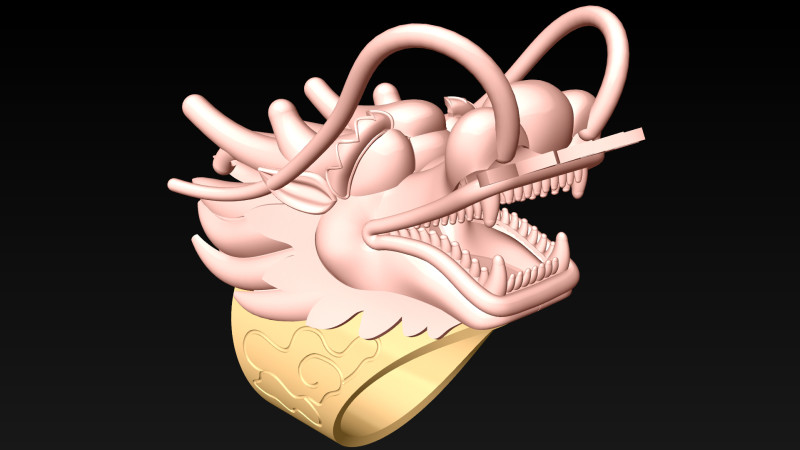 Dragon Ring - Mens Ring - N812838 3D Принт Модель .c4d .max .obj .3ds .fbx .stl .blend 