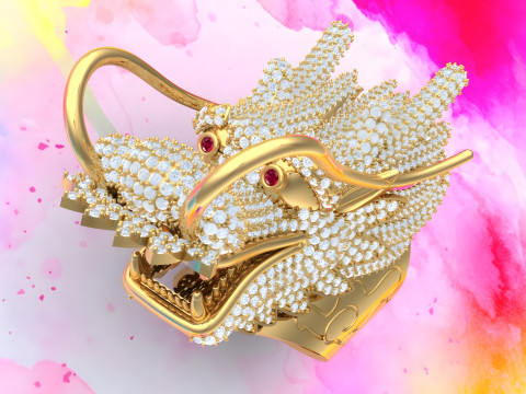 Dragon Ring - Mens Ring - N812110 3D Baskı Modeli