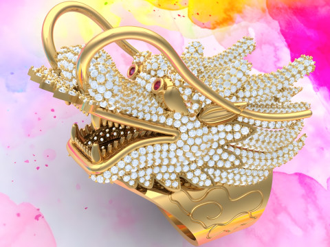 Dragon Ring - Mens Ring - N812110 3D Baskı Modeli