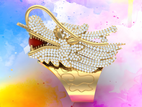 Dragon Ring - Mens Ring - N812110 3D Baskı Modeli