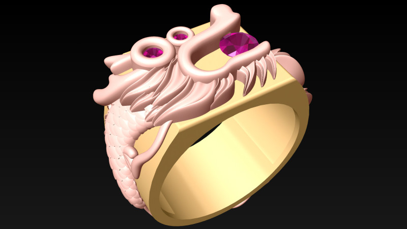 Dragon Ring - Mens Ring - N812126 3D Print Model .c4d .max .obj .3ds .fbx .stl .blend