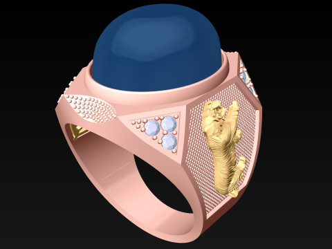 Tiger Ring - Mens Ring - N812155 3D Druckmodell