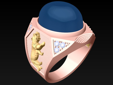 Tiger Ring - Mens Ring - N812155 3D Druckmodell