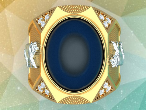 Tiger Ring - Mens Ring - N812155 3D Druckmodell
