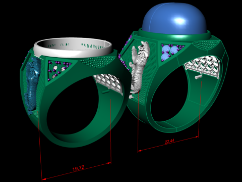 Tiger Ring - Mens Ring - N812155 3D Druckmodell