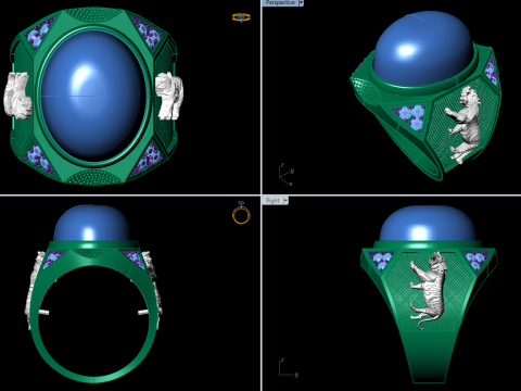 Tiger Ring - Mens Ring - N812155 3D Druckmodell