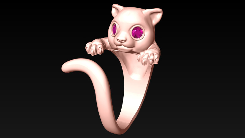 Cat Ring - N424 3Dプリントモデル .c4d .max .obj .3ds .fbx .stl .blend 