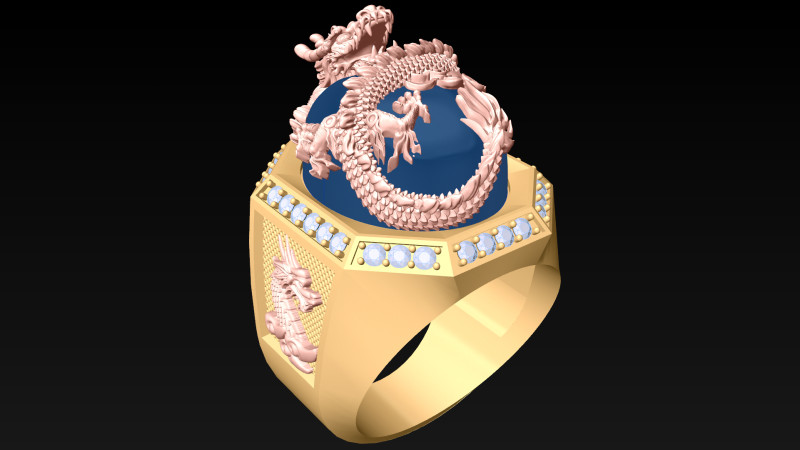 Dragon Ring - Mens Ring - N812335 3D Baskı Modeli .c4d .max .obj .3ds .fbx .stl .blend