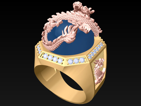Dragon Ring - Mens Ring - N812335 3D Baskı Modeli