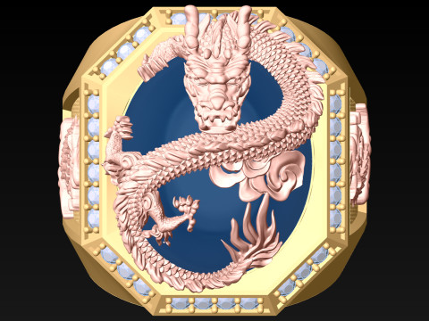 Dragon Ring - Mens Ring - N812335 3D Baskı Modeli