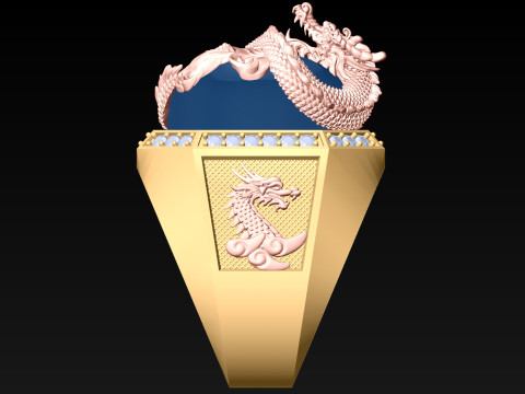 Dragon Ring - Mens Ring - N812335 3D Baskı Modeli