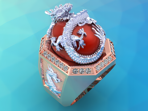 Dragon Ring - Mens Ring - N812335 3D Baskı Modeli