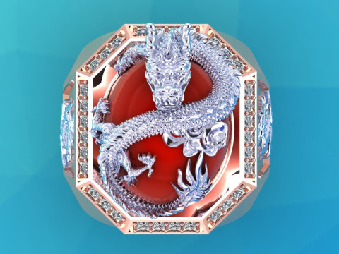 Dragon Ring - Mens Ring - N812335 3D Baskı Modeli