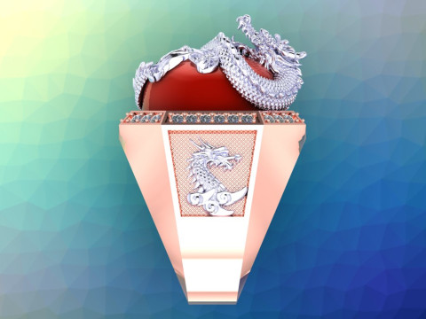 Dragon Ring - Mens Ring - N812335 3D Baskı Modeli