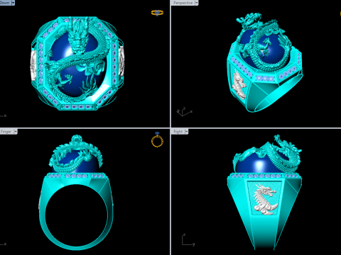 Dragon Ring - Mens Ring - N812335 3D Baskı Modeli