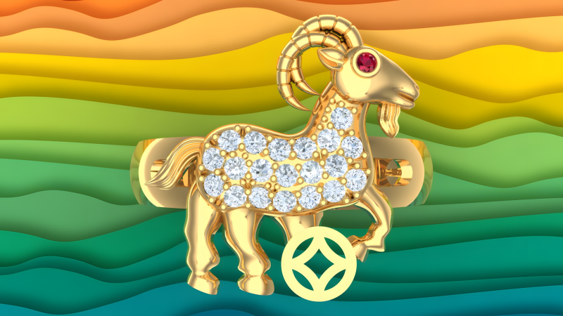Goat Ring - N812354 3D Принт Модель .c4d .max .obj .3ds .fbx .stl .blend