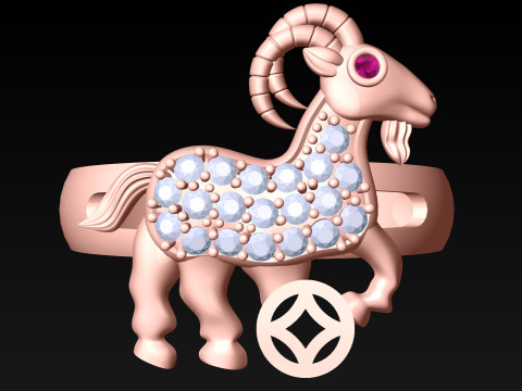 Goat Ring - N812354 3D Принт Модель