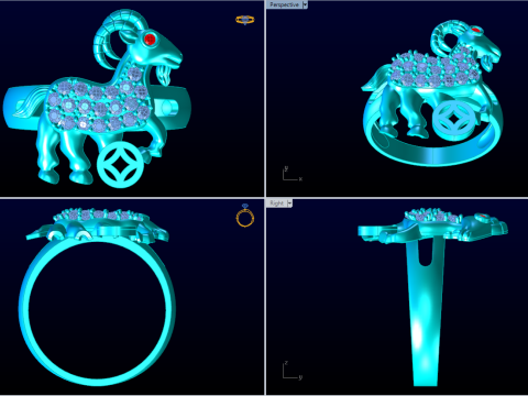 Goat Ring - N812354 3D Принт Модель