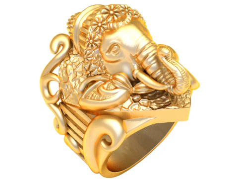 Bague Éléphant - Bague Homme - N812401 Modèles 3D en vedette
