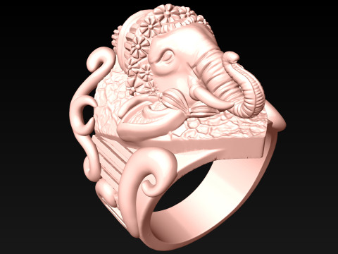 Elephant Ring - Mens Ring - N812401 3D Принт Модель