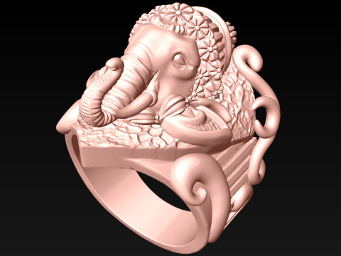 Elephant Ring - Mens Ring - N812401 3D Принт Модель