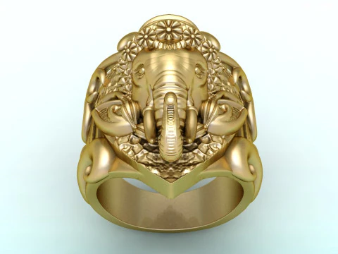 Elephant Ring - Mens Ring - N812401 3D Print Model