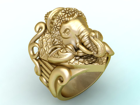 Elephant Ring - Mens Ring - N812401 3D Принт Модель