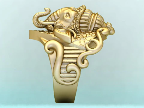 Elephant Ring - Mens Ring - N812401 3D Print Model