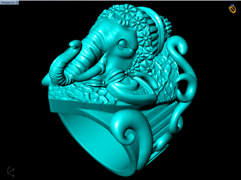 Elephant Ring - Mens Ring - N812401 3D Принт Модель