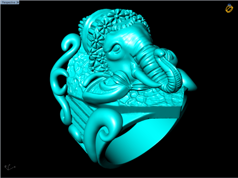 Elephant Ring - Mens Ring - N812401 3D Принт Модель