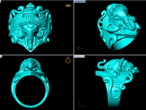 Elephant Ring - Mens Ring - N812401 3D Print Model