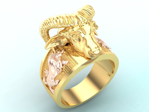Buffalo mens ring - Gaur mens ring - Cow mens ring - N812813 3D Принт Модель